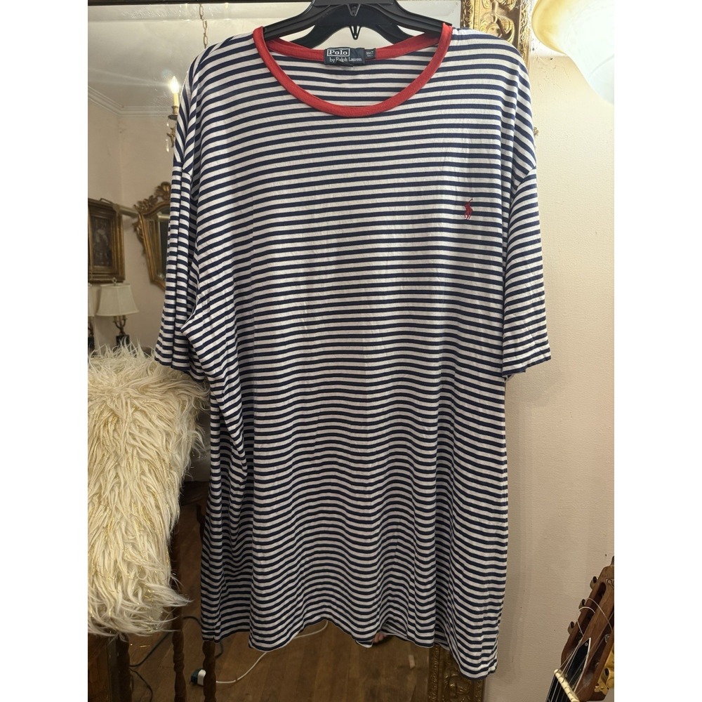Polo Ralph Lauren 3XB Blue White & Red 3XLT Striped Short Sleeve Crewneck Tee - Picture 12 of 16